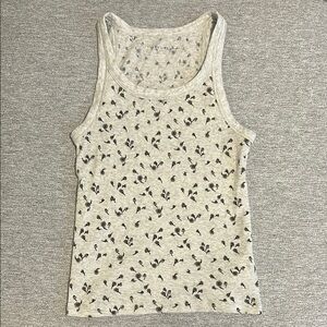 American Eagle Gray Floral Tank Top